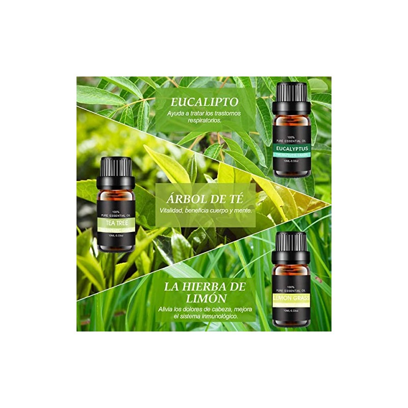 Aceites Esenciales de Aromaterapia 12PCS,100% Natural, para Difusores