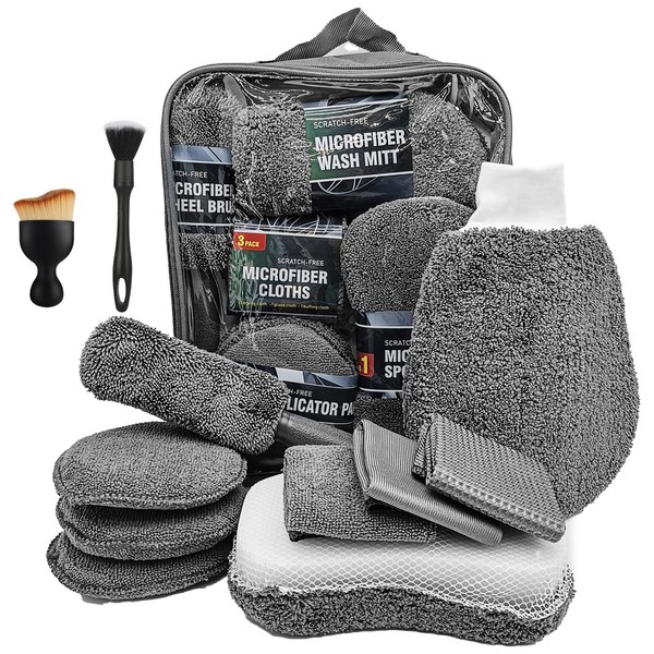Car Cleaning Set, 11-Piece Car Wash Set with Tyre Brush,