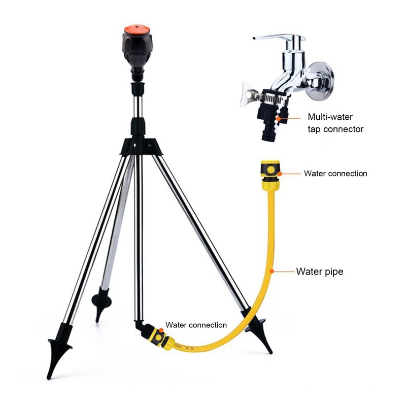 360‑Degree Rotating Sprinkler Automatic Watering Sprinkler with Tripod for Garden