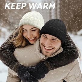 PFFY Warm Winter Knit Beanie Hat Skull Cap Beanies for Men Women Black
