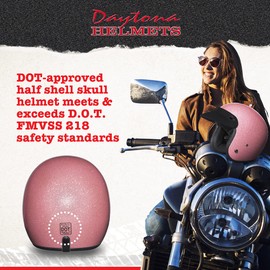 Daytona Helmets 3/4 Shell Open Face Motorcycle Helmet – DOT Approved [Pink Metal Flake] [L]