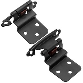 3/8 Inch Inset Cabinet Door Hinges Black, 6 Pack 3 Pairs Flush Face Mount Cupboard Self Closing Kitchen Cabinet Hardware Hinges