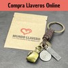 Bronze Boxing Glove Keyring, Fighting Gloves, Bronze, with Natural Leather