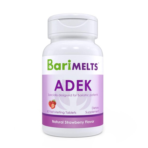 BariMelts ADEK, Dissolvable Bariatric Vitamins, Natural Strawberry Flavor, Sugar-Free, 60 Fast Melting Tablets