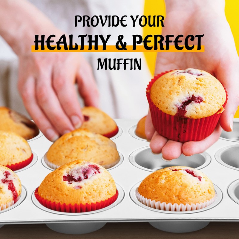 E-far Muffin Pan 12-Cup, Stainless Steel Cupcake Pan Metal Muffin