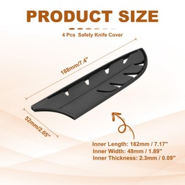 PATIKIL ABS Safety Knife Cover Sleeves for 7" Santoku Knife, Universal Chopping Edge Guard Blade Protector Sheath for Kitchen Bar, Black, 18.2cm L, Pack of 4
