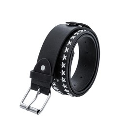 1pc Pentagram LED Belts Studded Leather Belts with Metal Buckles (Black)