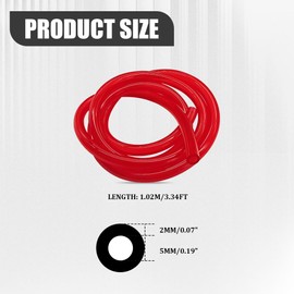 HQRNYP Colorful Fuel Line Hose Tube, Motorcycle Fuel Line, 0.2" ID x 0.31"OD 3.2 Ft Flexible Rubber Petrol Gas Oil Tube Pipe, Soft Vacuum Tubing Hose Replacement for Most Motorcycle Bike ATV (Red)