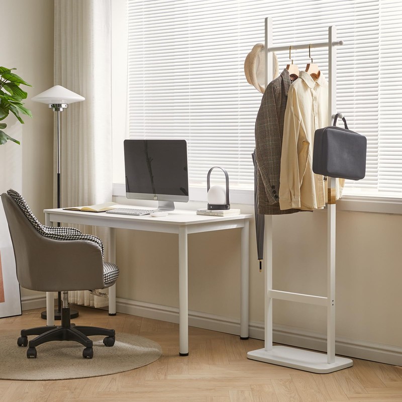 Aibiju Clothing Rack for Hanging Clothes, White Freestanding Clothes Rack