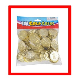 100 Pcs Plastic Gold Coins - Mega Novelty Pack - St. Patricks Coin Great For Kids, Toddlers, Games, Teachers