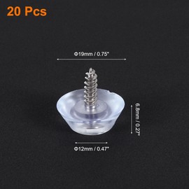 sourcing map 20 Pcs 0.75x0.27 Inch Round Rubber Furniture Feet with Screws, Non-Slip Furniture Floor Pads for Chair Table Sofa Couch Legs, Clear