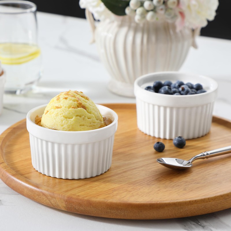 MALACASA Ramekins 6 oz Oven Safe, Porcelain Creme Brulee Ramekins