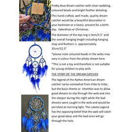 BRILLIANT GIFTS BLUE DREAM CATCHER MODERN CONTEMPORARY STYLE WITH BEAUTIFUL BEADS AND FEATHERS