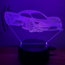 Paesteffe 3D LED Roadster Night Light for Child, Racing Car Illusion Lamp Bedroom Decorative Nightlight Unique Gift for Kids Room Desk