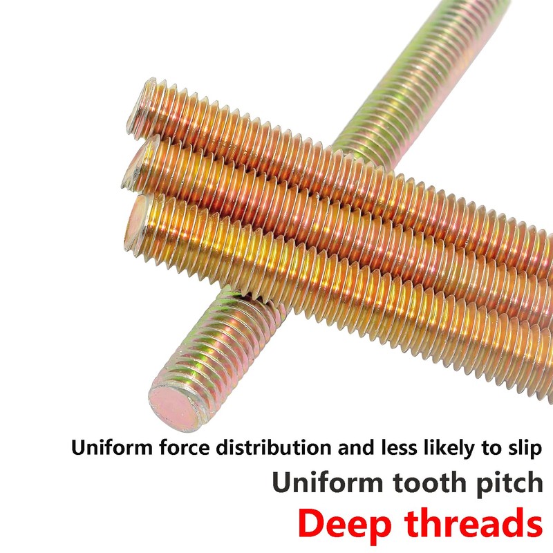 Qrity 10PCS M6 x 30mm Fully Threaded Rods, Coloured Zinc
