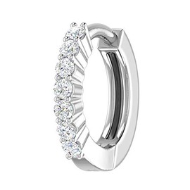 1/10 Carat 7-Stone Diamond Nose Pin Hoop in 14K White Gold (SI1-SI2 Clarity)