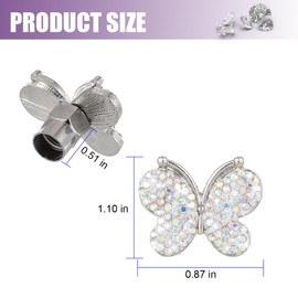 Sandfren 4PCS Bling Car Tire Valve Stem Caps, Butterfly Rhinestone Vehicle Wheel Air Cover, Diamond Dustproof Automotive Stem Decor Accessories, Universal for SUVs Trucks Motorcycles (AB Color)