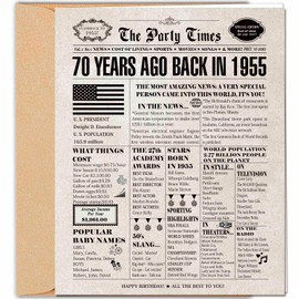 DUGUTUL Vintage 70th Birthday Card, 70 Birthday Decoration, Happy 70th, Nostalgic Birthday Card for 70 Years Old Men Women, Retro 70th Birthday Party Decoration, Envelope Included