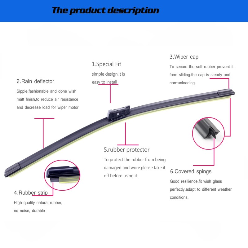 GoKoHe Original Equipment Replacement Windshield Wiper Blades For Volkswagen Passat