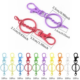 Pack of 100 Key Rings with Chain, Key Ring Make Yourself, Key Rings Small, Key Ring for Crafts, Key Ring Rings, Carabiner Hook with Swivel for DIY
