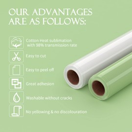 HKC Sublimation HTV - 12 x 6 ft - Transparent Sublimation Vinyl for Light-Coloured Shirts - Bright Colours Durable and Non-fading (Matte)