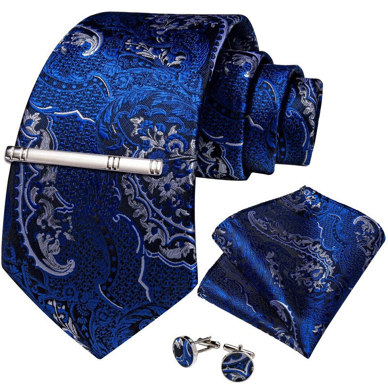 DiBanGu Conjunto de pañuelo y gemelos de seda para hombre