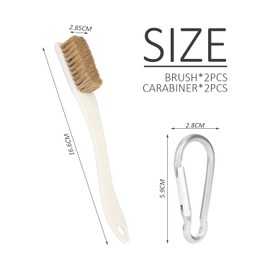 2 Pieces Long Handle Bouldering Cleaning Brushes, 2 Pieces Carabiner Clips, 4 Rows of Boar Bristle Brushes, Climbing Bouldering Accessories Tools, Suitable for Climbing Frames, Rocks, Chalk