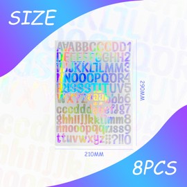 FFDHWU 8 Pieces Of Flat Laser Stickers, Letter Stickers, Stickers, Laser Stickers, Scrapbooking Supplies, Notebook Stickers, Computer Diy Stickers