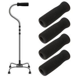 KALIONE 4 Pack Cane Grips - Black Foam Offset Handle Replacement for Seniors