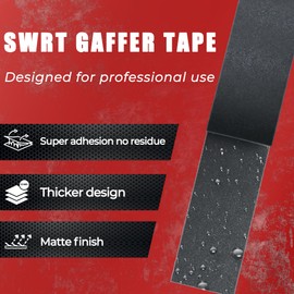 SWRT 12 Pack Gaffers Tape, 11 Mil Industrial Grade Gaffer Tape, 2’’ x 30 Yards, Strong Adhesion, Easily Remove No Residue, Professional Matte Finish No Reflection, Black, 360 Yards in Total