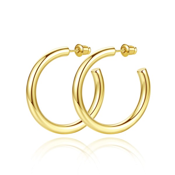 Gold Hoop Earrings for Women 14K Gold Plated Chunky Hoop