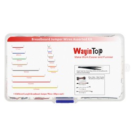 WayinTop Breadboard Jumper Wire Jumper Wire Set, U-Shape Breadboard Jumper Wires with 14 Different Lengths + Flexible Breadboard Jumper Cable M/M + Tweezers