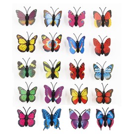 20-Pcs 3D Simulated Butterfly Decorations,with Magnetic Attraction,Clips and Double - Sided Tape,Wall Decor,Party/Birthday/All Sticker Room Decoration (20-pcs with Magnetic Attraction)