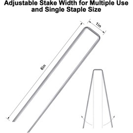 AMAGABELI GARDEN & HOME 6 Inch Galvanized Landscape Staples 100 Pack 11 Gauge Garden Staples Landscaping Stakes Sod Pins Anti-Rust Fence for Weed Barrier Fabric Ground Cover Lawn Tubing Soaker Hose