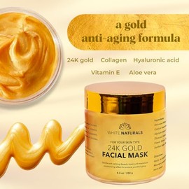 24K Gold Facial Mask By White Naturals Rejuvenating Anti-Aging Face Mask For Flawless Skin Reduces Fine Lines, Clears Acne, Minimizes Pores,...       