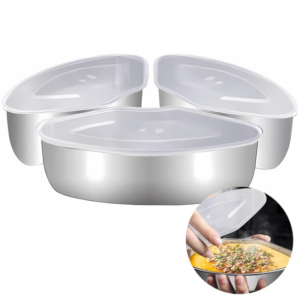 Miupoo Stainless Steel Triangular Food Steamer Box,Tray Dishes Box Tray