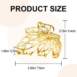 2Pcs Leaf Hair Clip, Fancy Hair Clips, Unique Claw Clips, Gold Metal Elegant Floral Butterfly Leaf Barrettes for Women Fine Hairs, Small Cute Fancy Unique Decorative Claw Barrettes for Women Girls