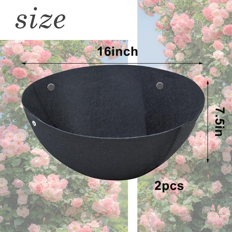 2PCS 16 Inch Round Hanging Basket Liners - Non-Woven Felt