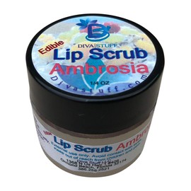 Diva Stuff Ultra Hydrating Lip Scrub for Soft Lips, Gentle Exfoliation, Moisturizer & Conditioner, Ambrosia with Coconut – ¼ oz (Made in the USA)