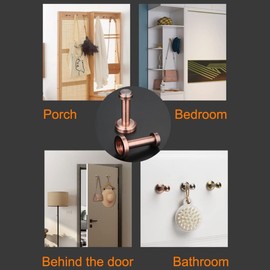 Mgoodoo 2pcs Wall-Mount Robe Coat Hook,Towel Hook,Heavy Duty Clothes Hanger Brushed Brass for Bathroom Lavatory Closets-Brushed Red Copper