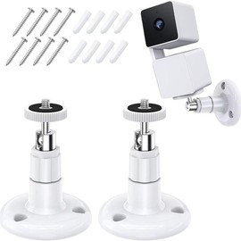 Wall Mount Compatible with Wyze Cam Pan V3 & Wyze Cam V4/V3 & Wyze Cam Outdoor/Indoor, 360 Degree Swivel Adjustable Bracket for Wyze Cam and Other Camera with Same Interface 2 Pack - Color: White