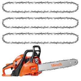 OFFCUP 3-Pack Chainsaw Chain for 16 Inch (40cm) Bar, 57 Drive Links, 3/8" LP Pitch 0.050" (1.3 mm) Gauge, Low-Kickback Replacement Saw Chain Fits for Titan TTL759CHN Bosch Echo Oregon and More