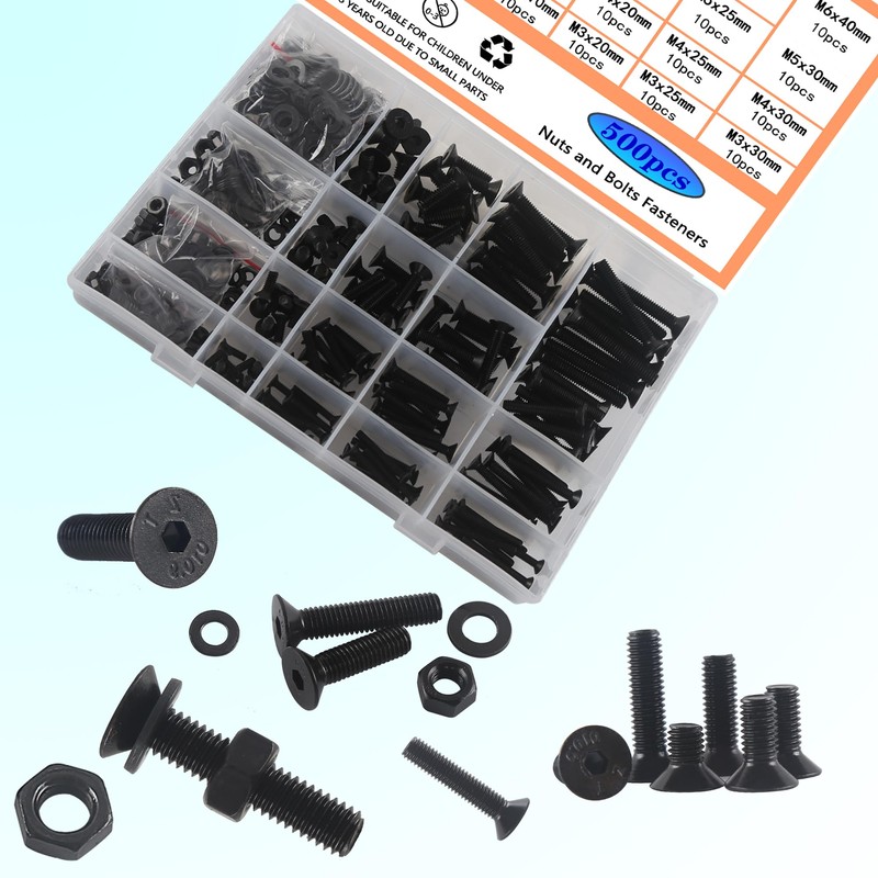 HVDHYY M3 M4 M5 M6 Nut and Bolt Set Black