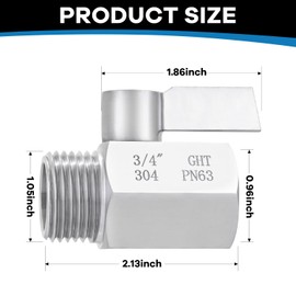 Enoch's Land Garden Hose Shut Off Valve, 3/4" GHT Water Shut Off Valve Heavy Duty 304 Stainless Steel High Flow Garden Hose Connector(2 Packs)