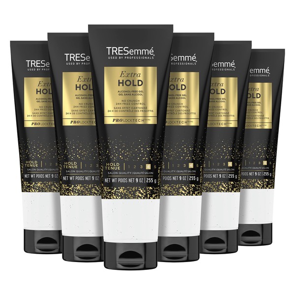 TRESemmé Extra Hold Hair Gel Pack of 6 Alcohol-Free for 24-Hour Frizz Control and Humidity Protection 9 oz