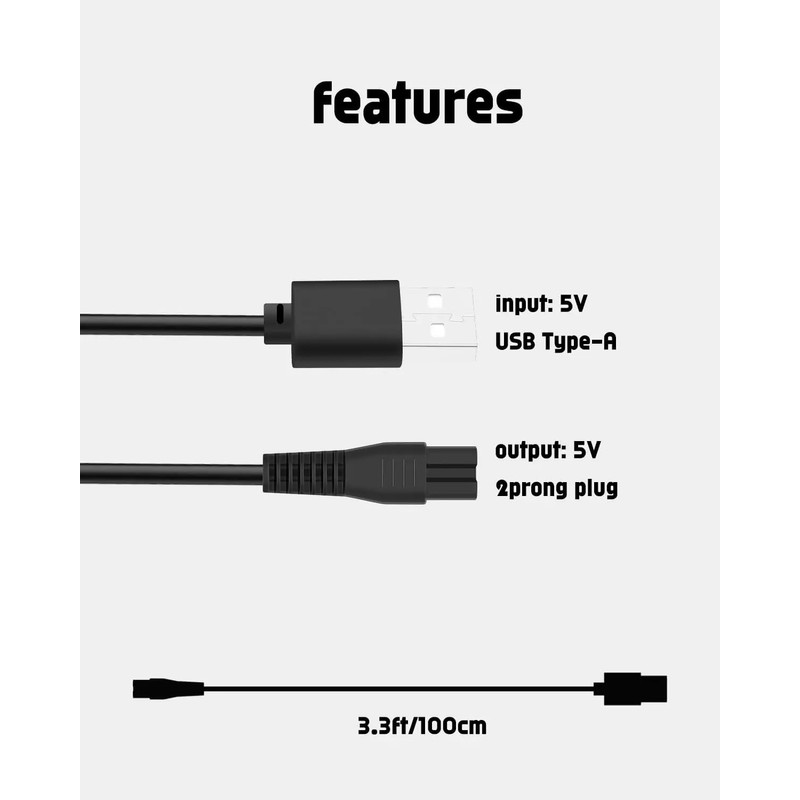 Musstad USB Charging Cable for Brightup,Ufree Beard Trimmer Hair Clippers