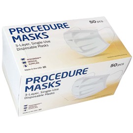 WMS Wisconsin Medical Supplies, 3-Layer Face Masks, MADE IN USA, 1 Pack (50 Masks)