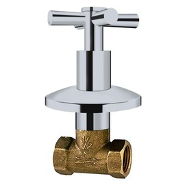 Earl Diamond Concealed Brass 1/2-Inch IPS or G1/2 Water Shower Home Plumbing Shut Off Flow Control Valve Straight Replacement Part with Cross Handle (1Pack)