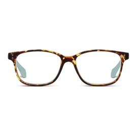 Peepers by PeeperSpecs Women's Nature Walk Soft Square Reading Glasses, Tortoise/Aqua, 49 + 2.5