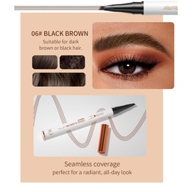 2 Pcs Microblading Eyebrow Pen, 2025 Upgraded 3D Waterproof 4-Tip Eyebrow Pencil, Natural Makeup Long-Lasting Fine Stroke Magic Eyebrow Pencil for Women Stay on All Day (Black Brown(2 Pcs))